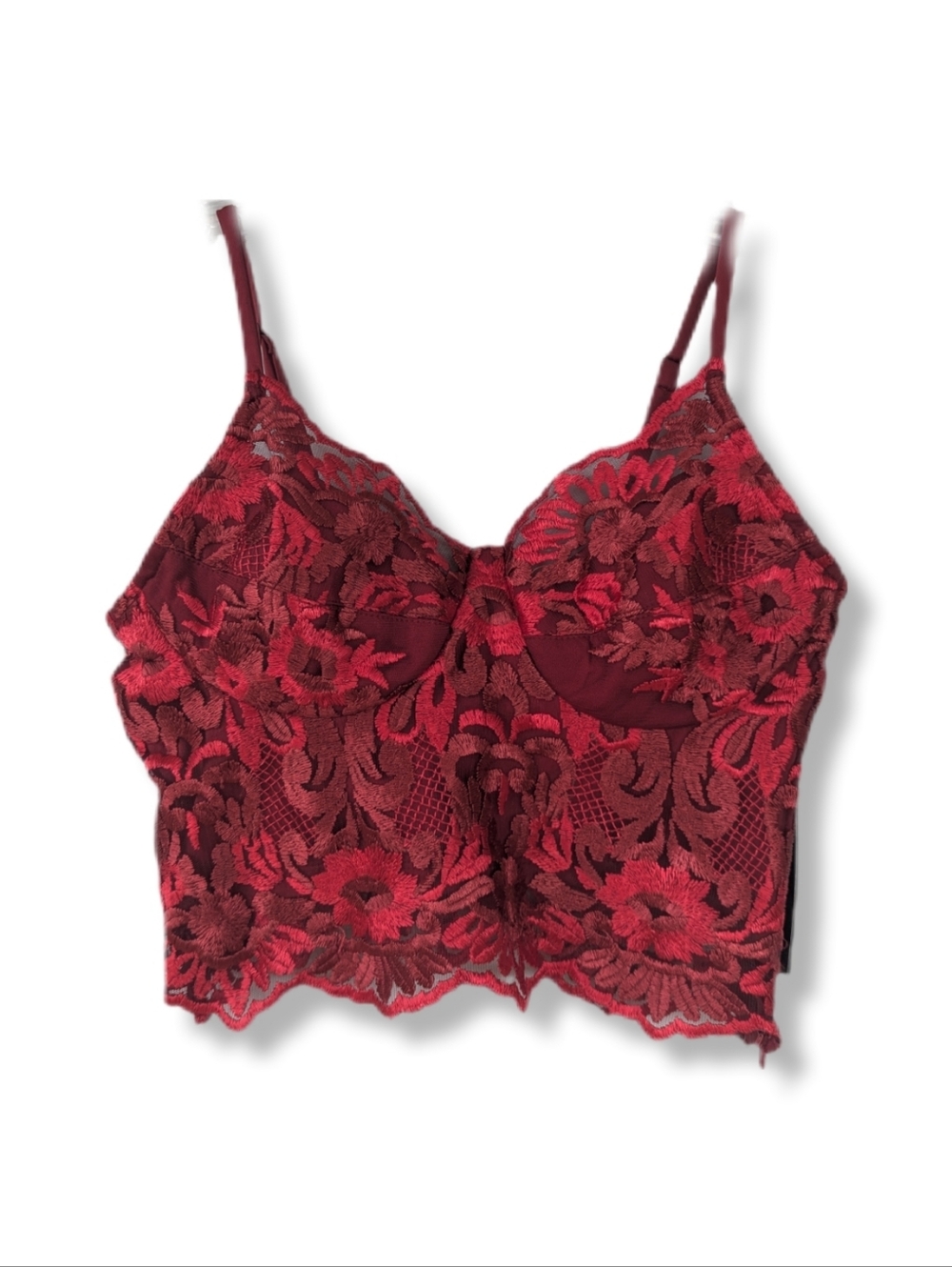 NWT Venus Women's Red Lace Bustier Tank Top